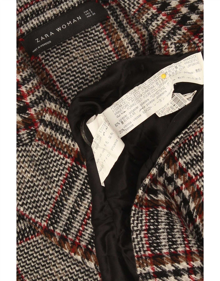 Sobretudo oversized feminino Zara UK 10 pequeno cinza xadrez viscose