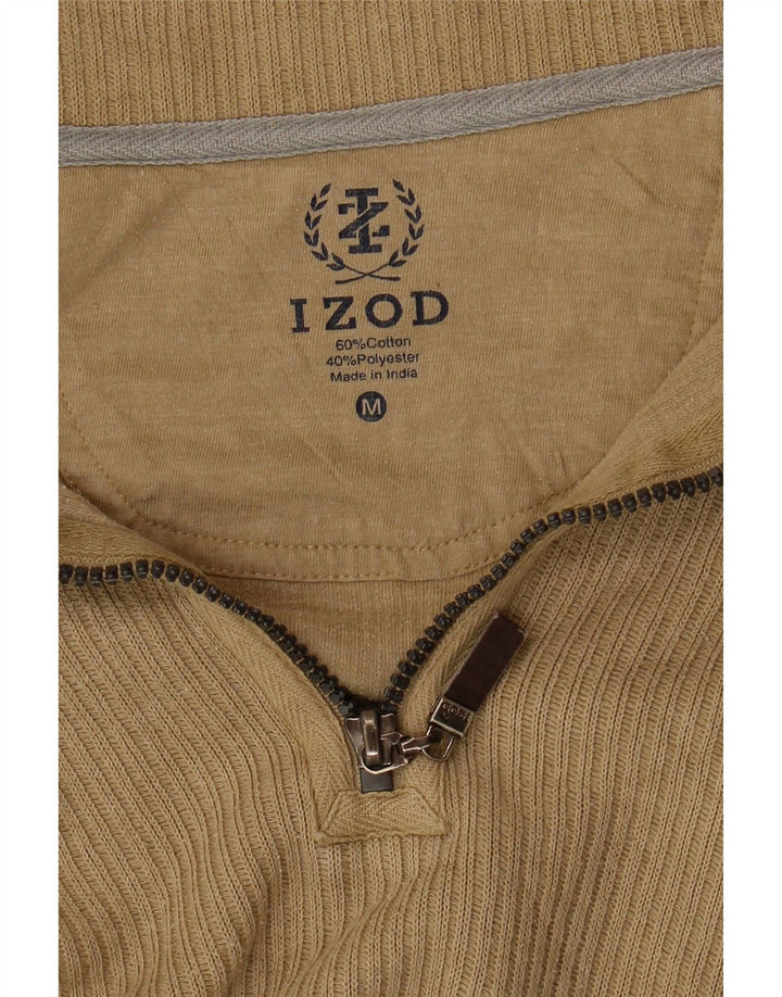 IZOD Mens Zip Neck Top Long Sleeve Medium Beige Cotton Vintage Izod and Second-Hand Izod from Messina Hembry 