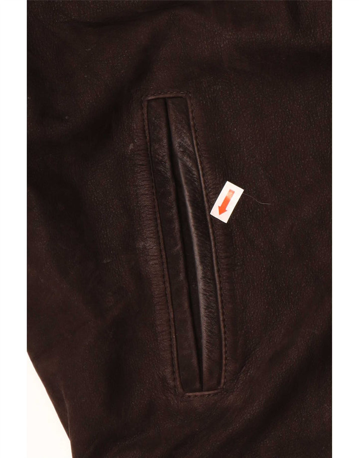 Jaqueta de couro masculina vintage UK 36 pequena marrom