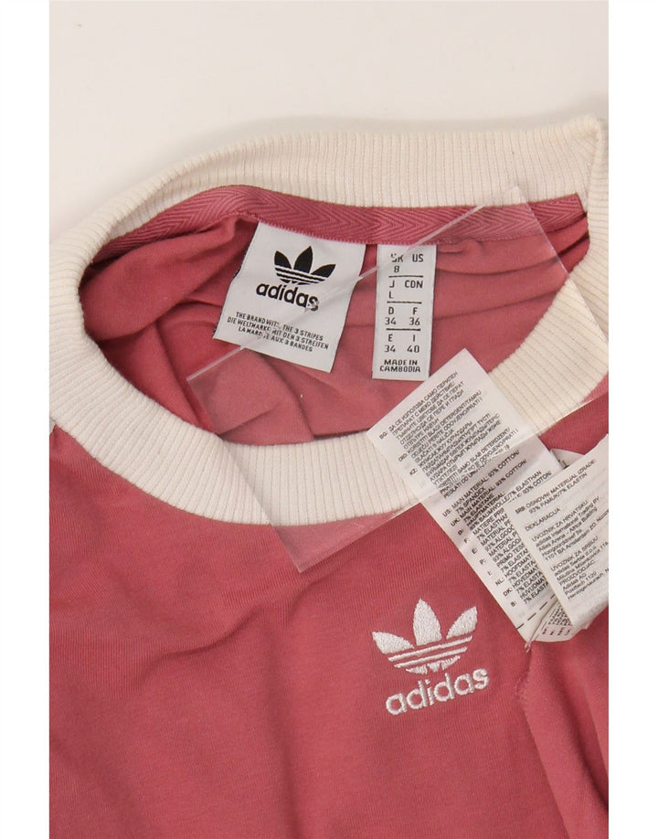 ADIDAS Womens Top Manga Longa UK 8 Pequeno Algodão Rosa