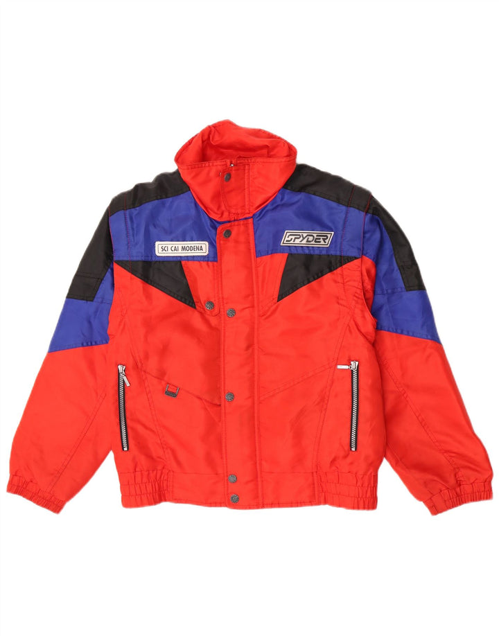 Jaqueta de esqui com capuz Spyder Boys 11-12 anos poliéster colorblock vermelho