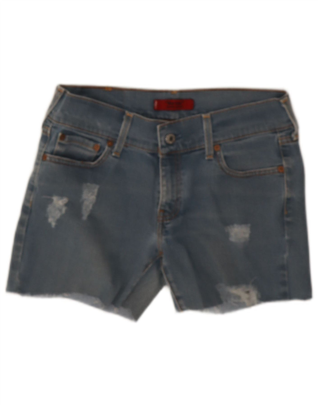 Shorts jeans feminino Levi's 559 desgastado W32 grande algodão azul