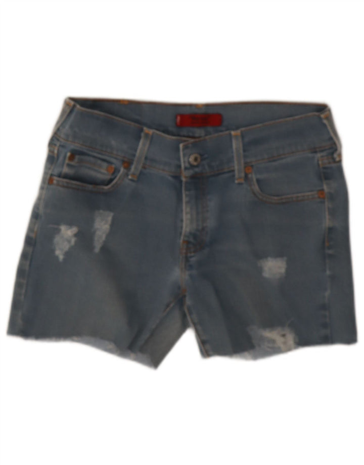 Shorts jeans feminino Levi's 559 desgastado W32 grande algodão azul