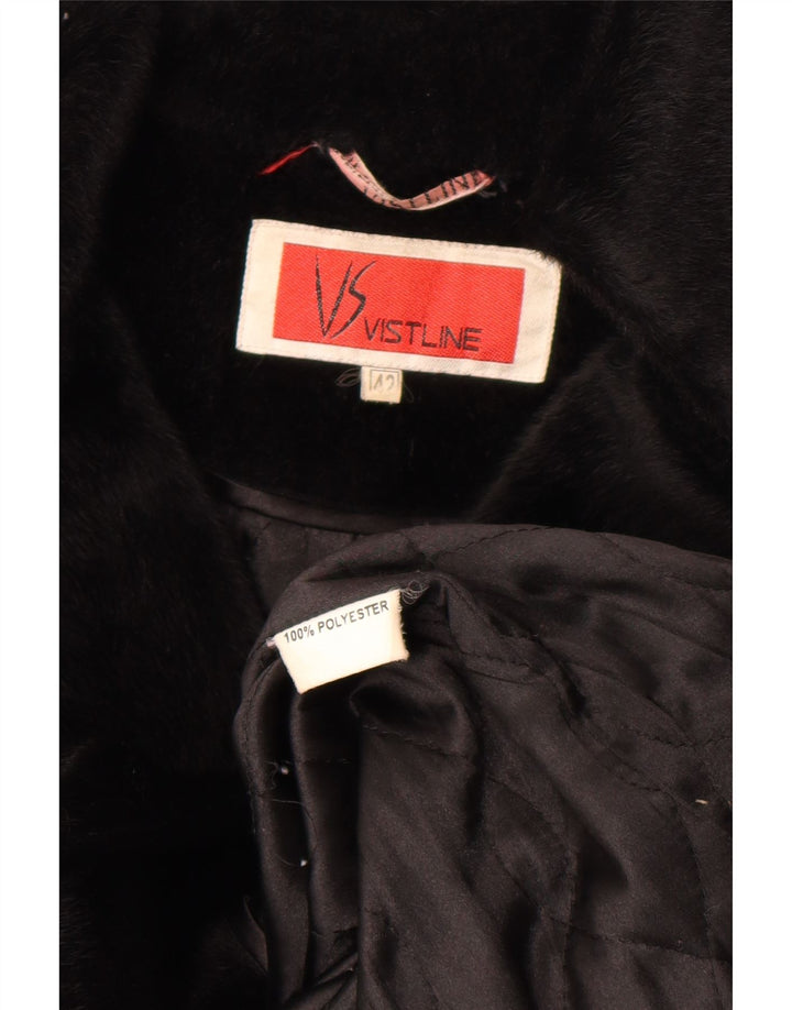 Sobretudo de pele sintética vintage feminino IT 42 poliéster preto médio