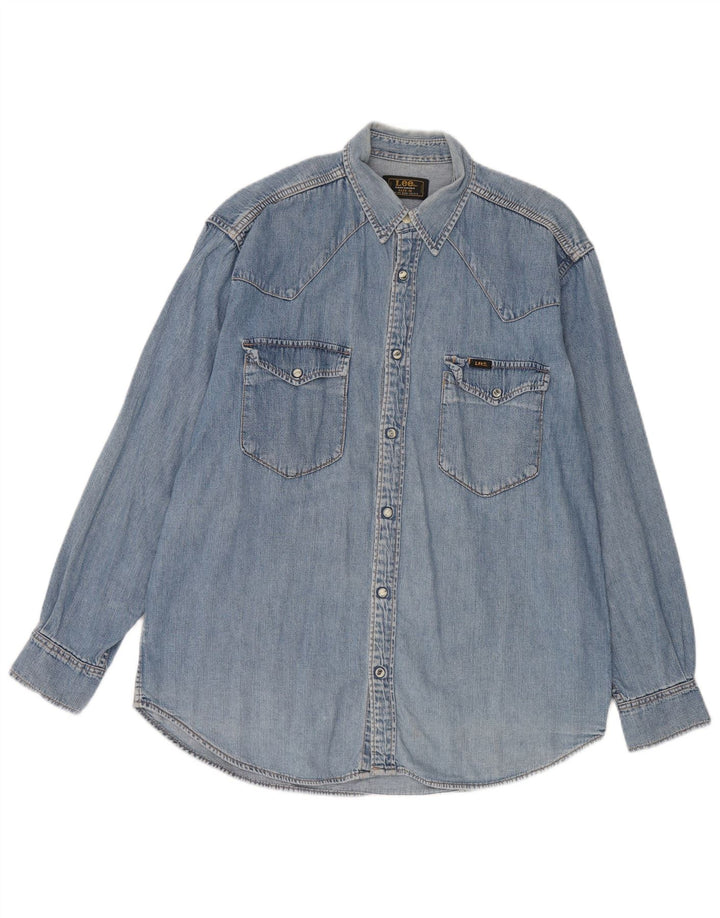 Camisa jeans masculina Lee algodão azul médio