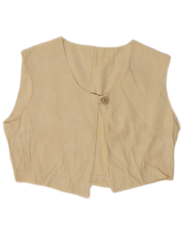 Bolero feminino vintage sem mangas UK 14 Cupro amarelo médio