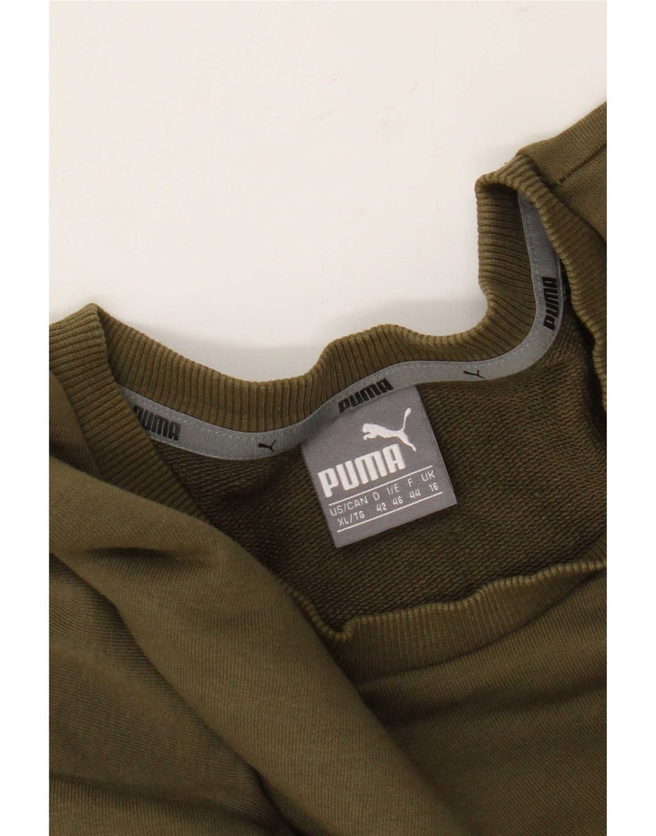 Puma feminino gráfico moletom jumper UK 16 grande cáqui