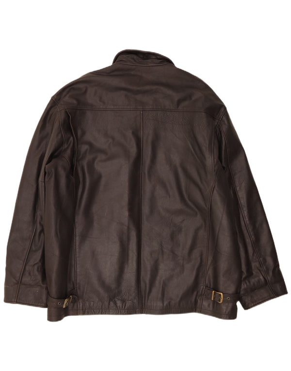 Jaqueta de couro masculina Sharon Furs Reino Unido 44 2XL marrom