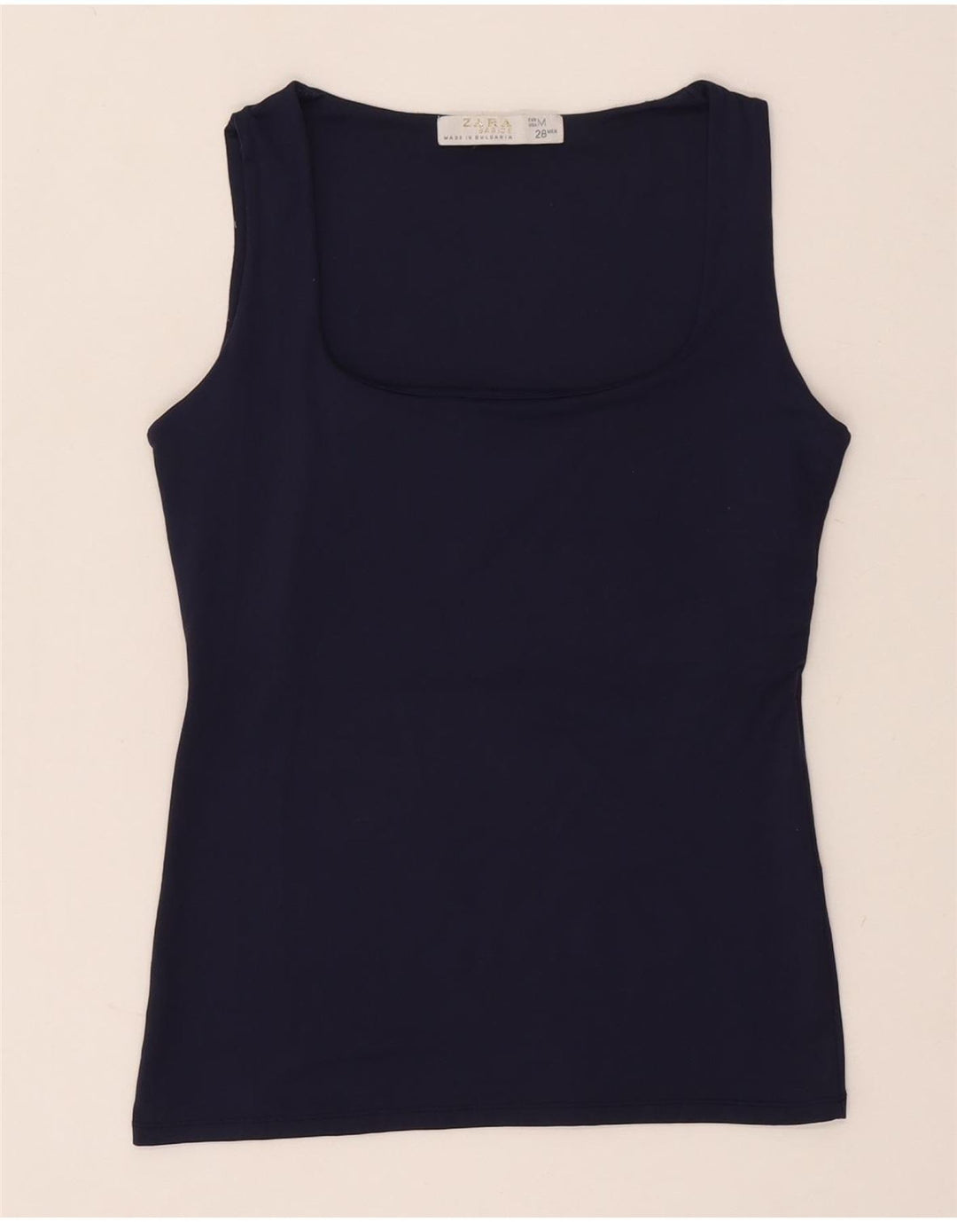 Zara Womens Vest Top UK 12 Médio Azul Marinho