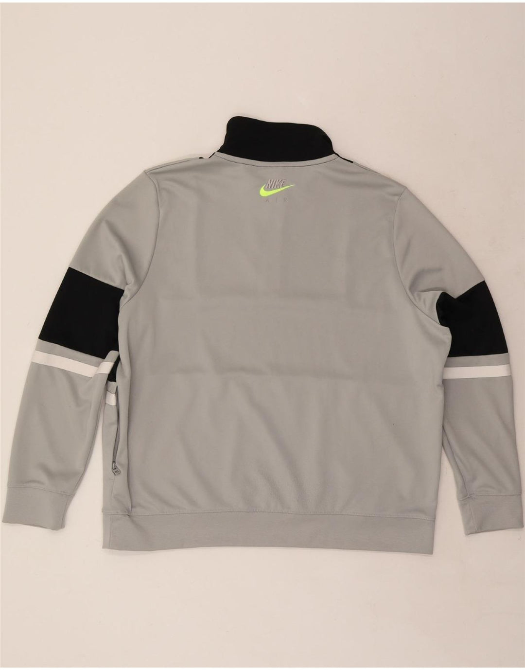 Moletom masculino NIKE gráfico com zíper e gola alta cinza bloco colorido