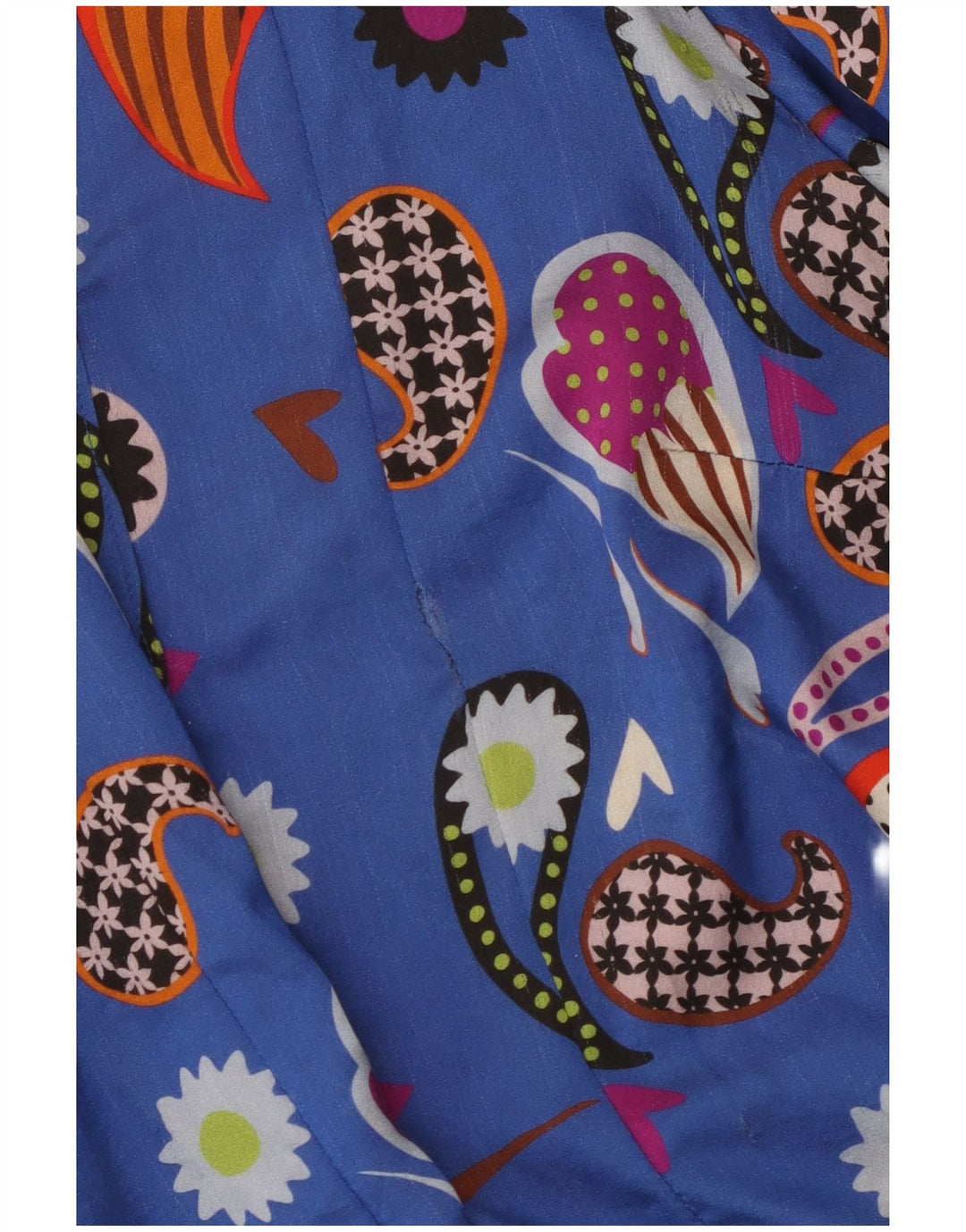 Camisa feminina vintage blusa IT 42 azul médio paisley poliamida