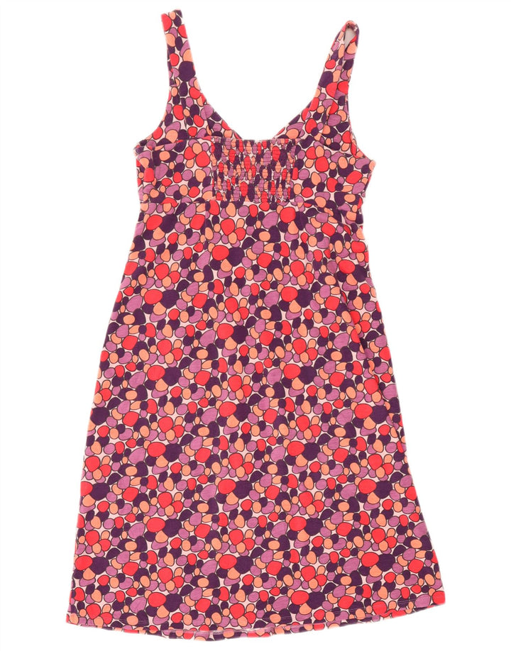 Vestido feminino Boden sem mangas evasê UK 12 médio floral multicolorido