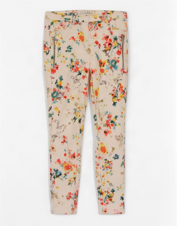 Zara Calça feminina casual Trafaluc skinny médio W28 L28 branco floral