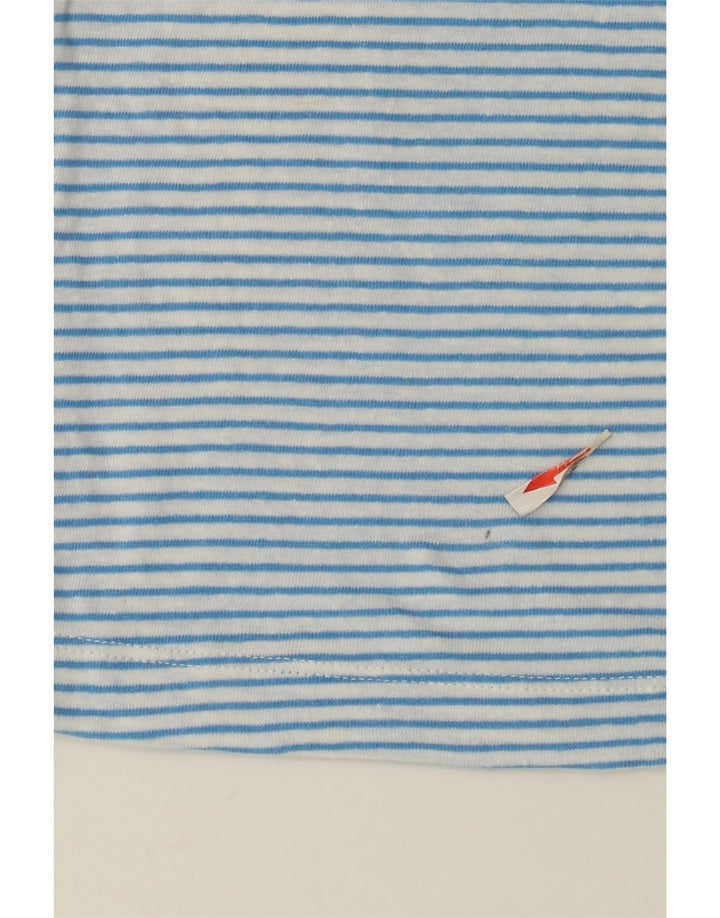 Camiseta feminina Marks & Spencer UK 12 linho listrado azul médio