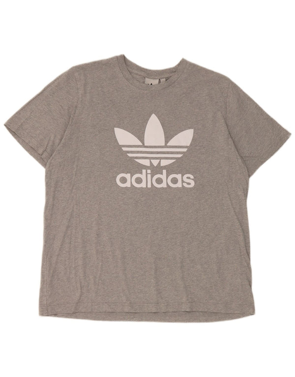 Camiseta masculina Adidas Graphic Top XL cinza manchado de algodão