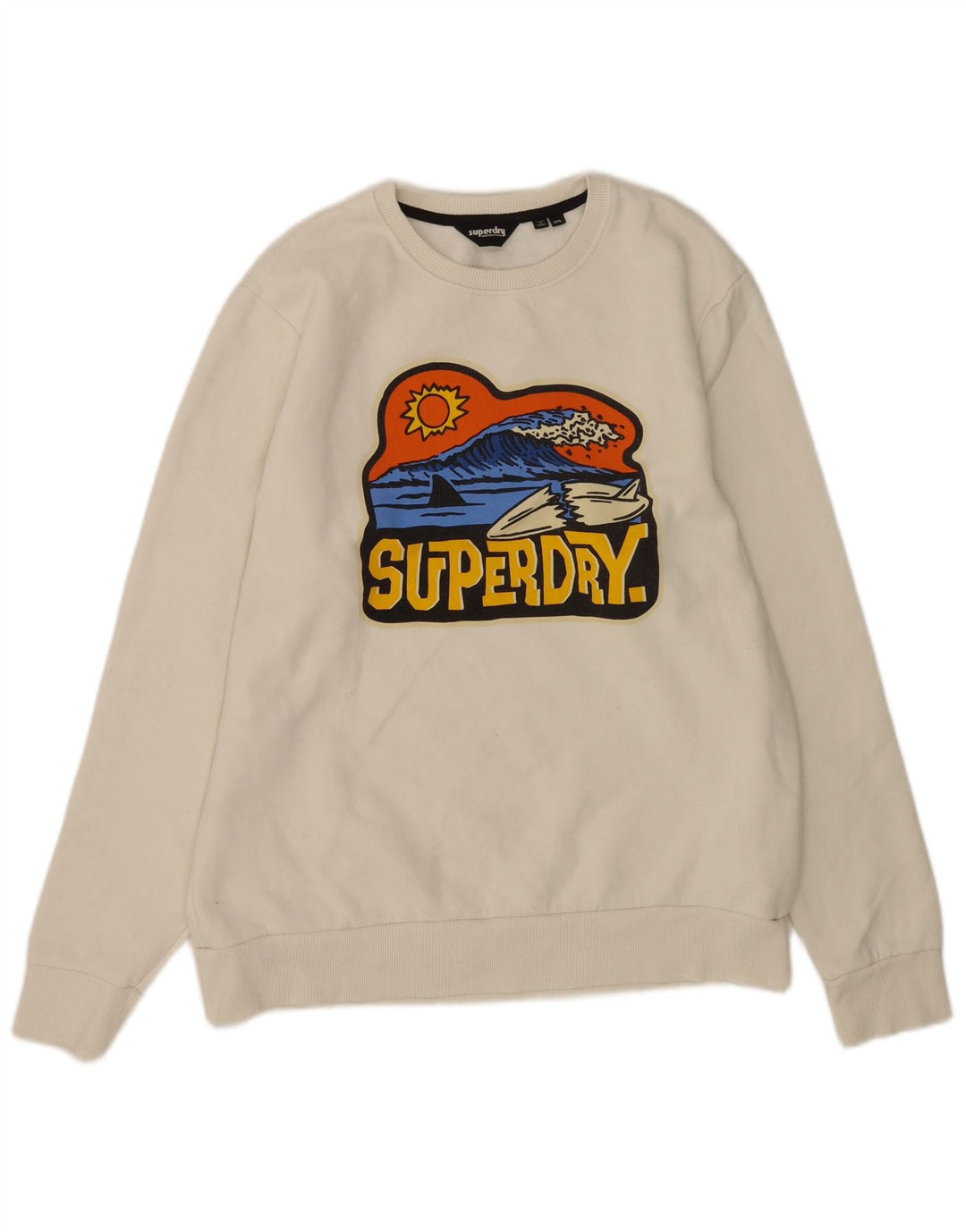 Superdry moletom gráfico masculino jumper 2XL algodão branco