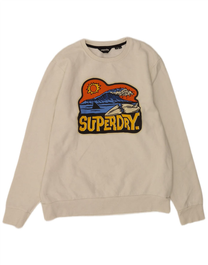 Superdry moletom gráfico masculino jumper 2XL algodão branco