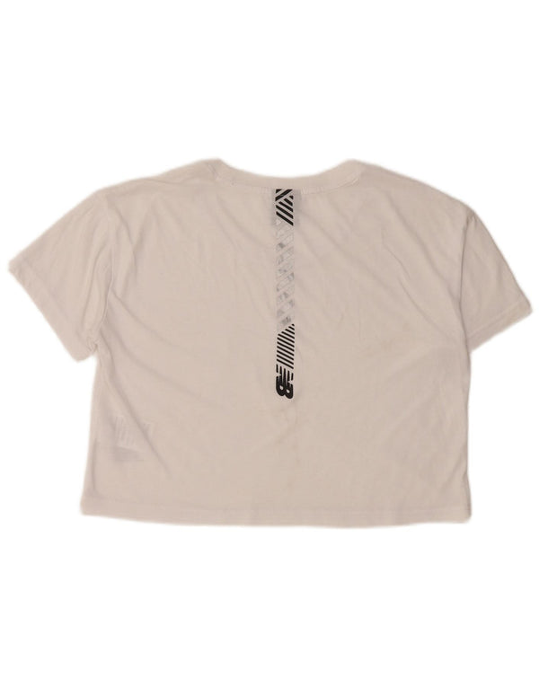 Camiseta feminina NEW BALANCE Crop Graphic UK 10 algodão branco pequeno