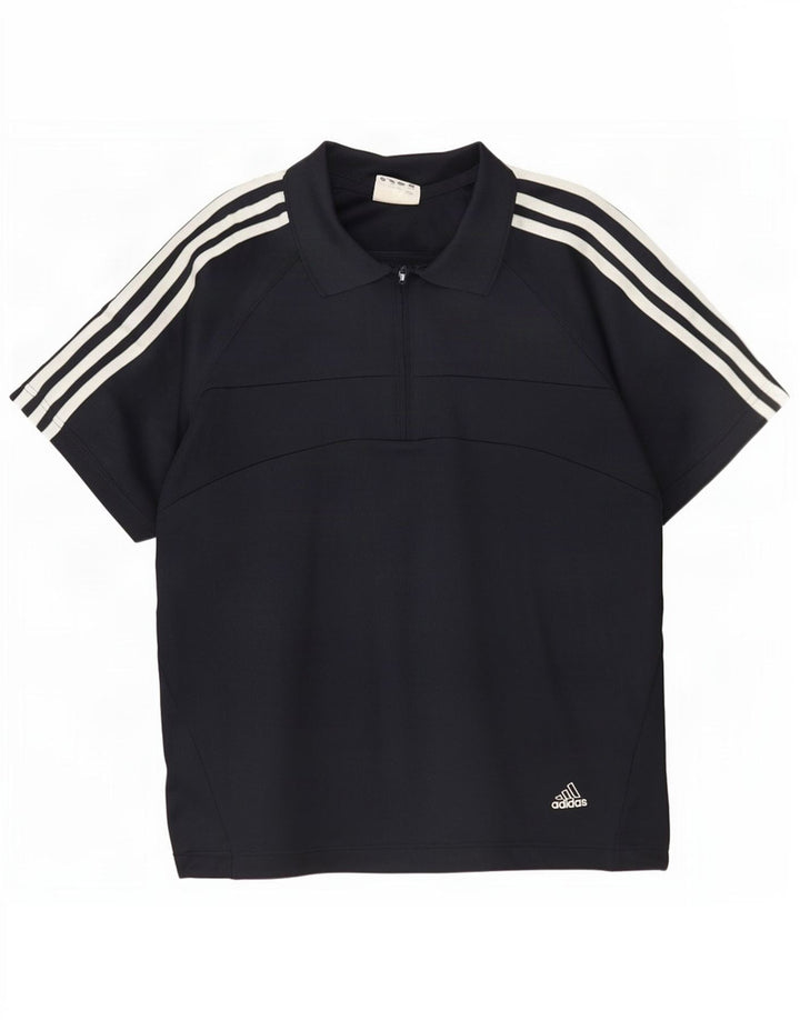 Camisa polo masculina Adidas pequena azul marinho poliéster