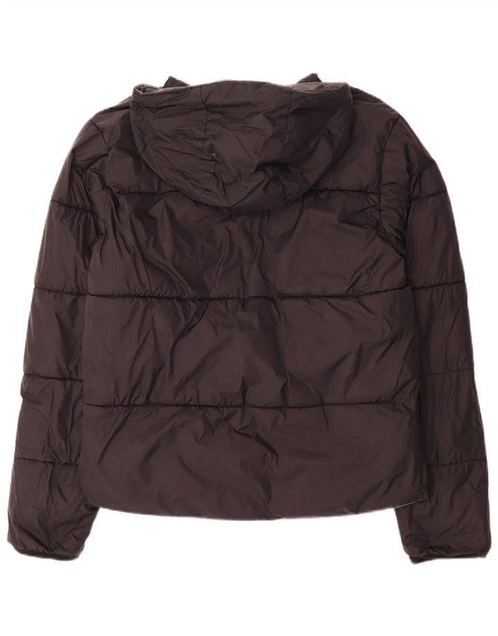 Jaqueta acolchoada reversível com capuz feminino Kappa UK 14 cinza médio nylon