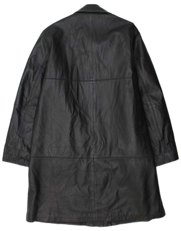 Casaco de couro feminino vintage IT 48 XL couro preto
