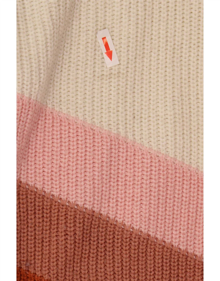 Suéter feminino Roxy com gola canoa UK 14 bloco colorido médio multicolorido