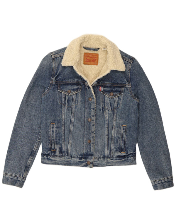 Jaqueta jeans feminina Levi's Sherpa UK 6 XS azul algodão