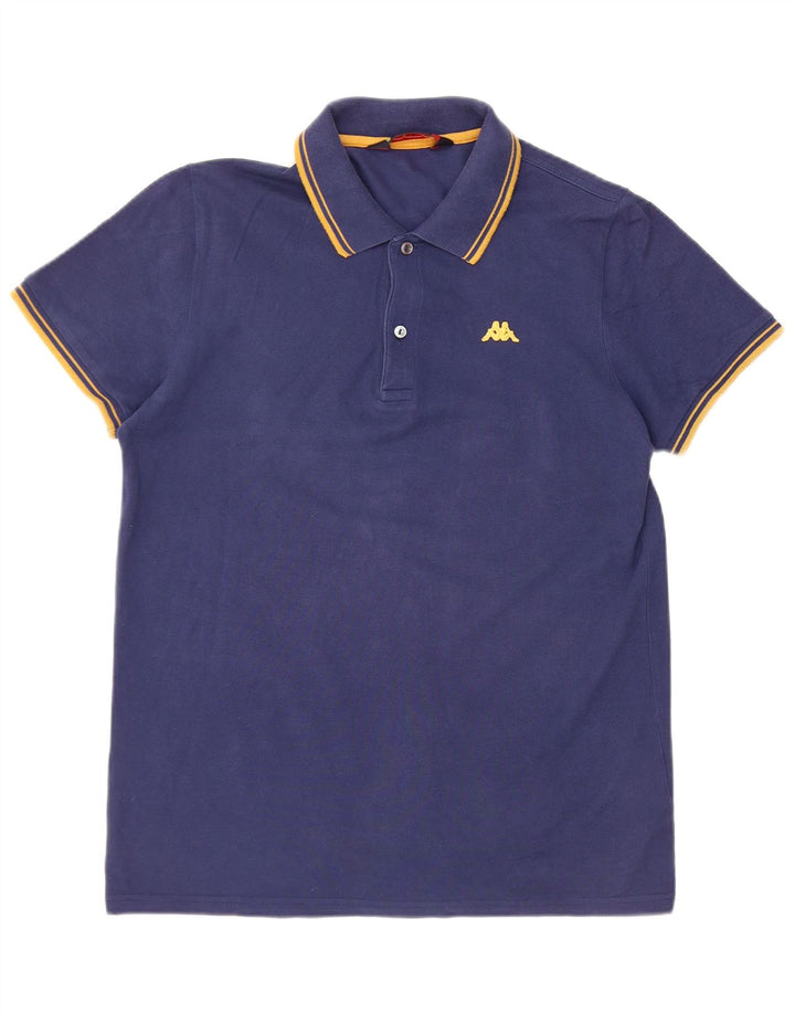 Camisa polo masculina Kappa grande algodão listrado azul marinho