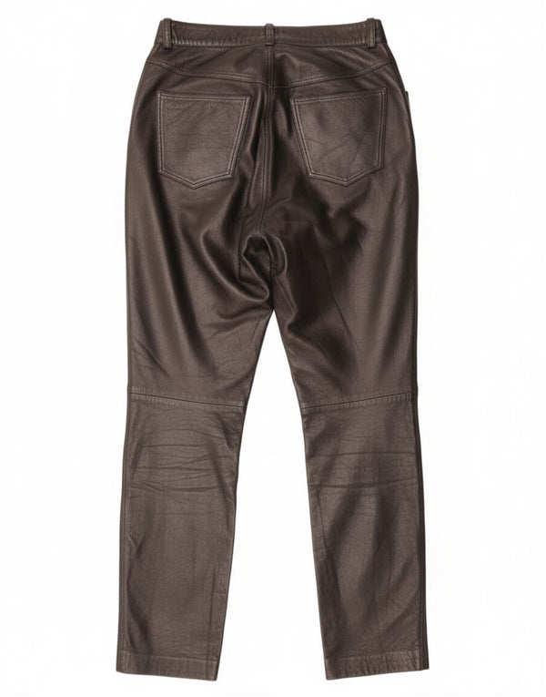 Vintage Womens High Waist Leather Trousers IT 46 Large W28 L31 Black