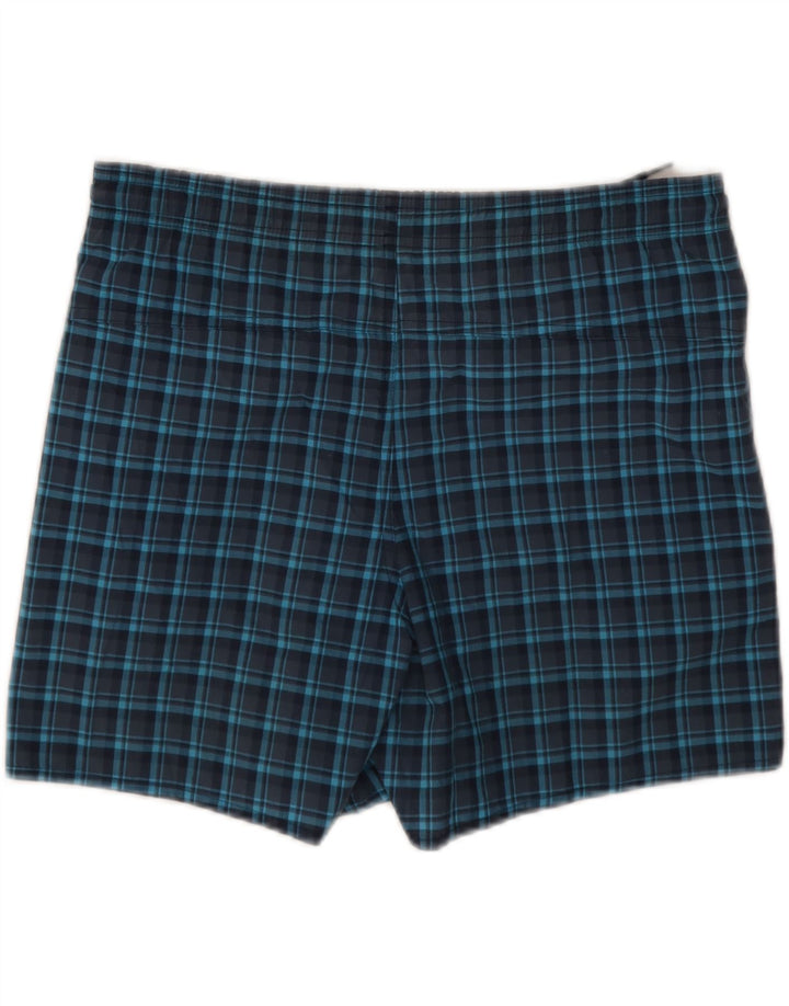 Shorts de natação masculino Adidas pequeno poliéster xadrez azul marinho