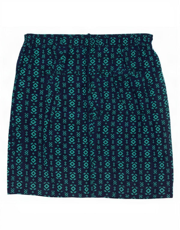 Saia feminina Marks & Spencer A-Line Reino Unido 12 Médio W30 Azul Marinho Geométrico