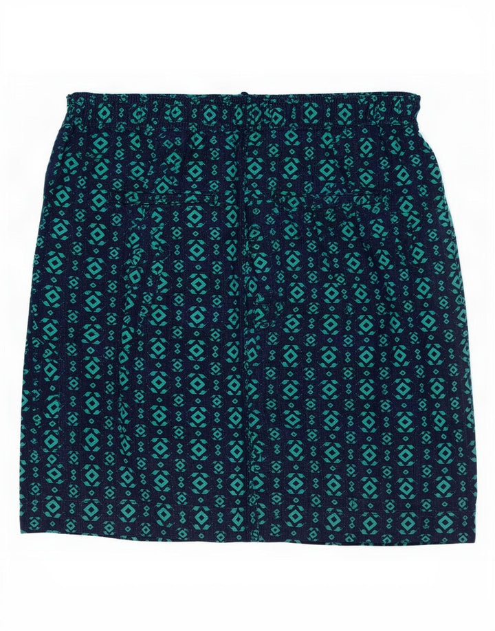 Saia feminina Marks & Spencer A-Line Reino Unido 12 Médio W30 Azul Marinho Geométrico