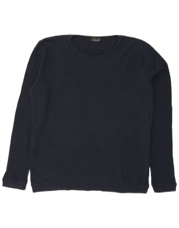 Zara Suéter masculino com gola canoa médio azul marinho