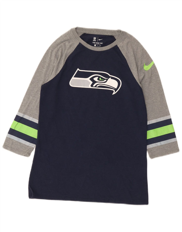 Top gráfico Nike masculino Seattle Seahawks manga 3/4 pequeno azul marinho
