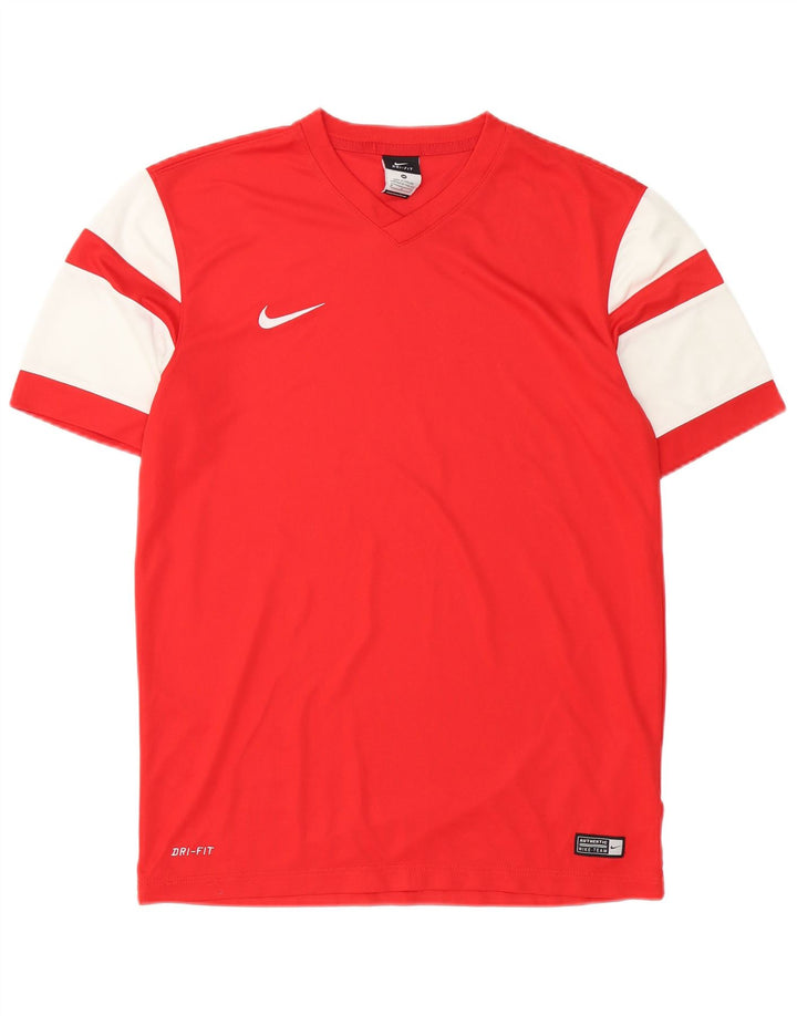 Camiseta masculina Nike Dri Fit Top médio vermelho colorblock poliéster
