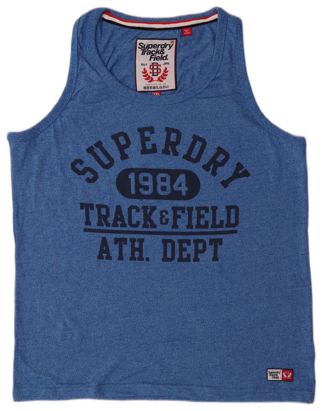 SUPERDRY Colete gráfico masculino Top 2XL algodão azul