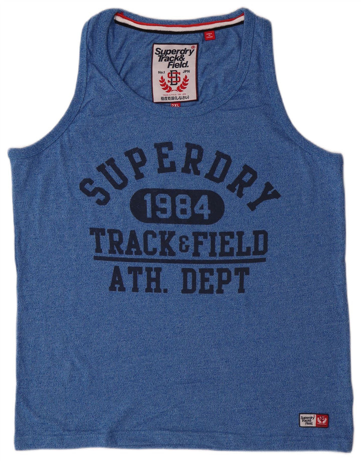 SUPERDRY Colete gráfico masculino Top 2XL algodão azul