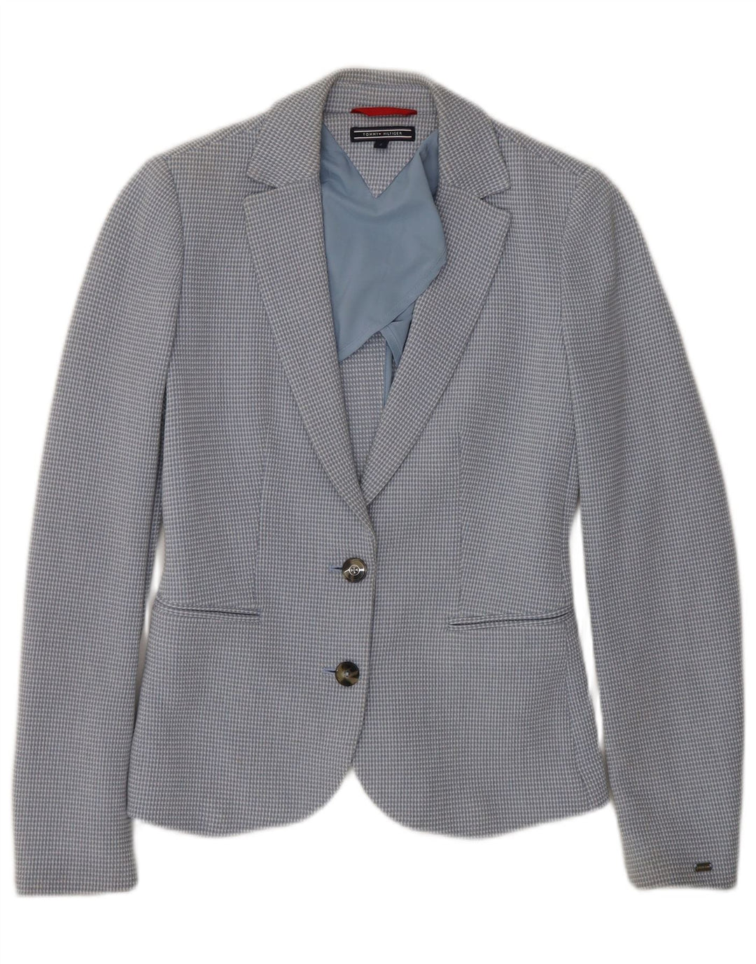 Jaqueta blazer feminina TOMMY HILFIGER com 2 botões US 2 XS azul xadrez algodão