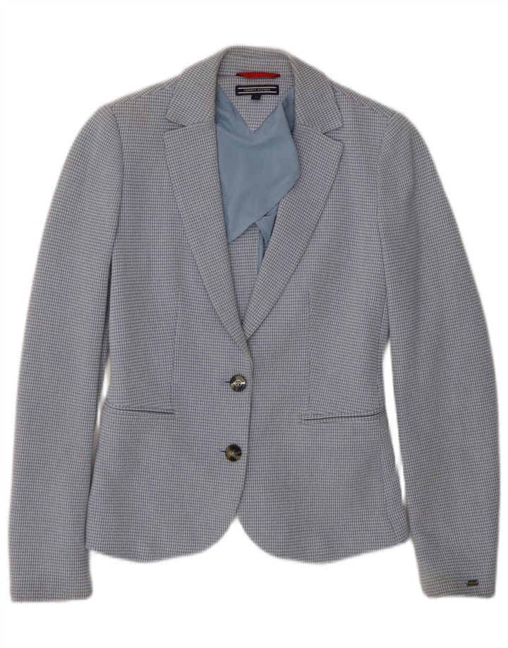 Jaqueta blazer feminina TOMMY HILFIGER com 2 botões US 2 XS azul xadrez algodão