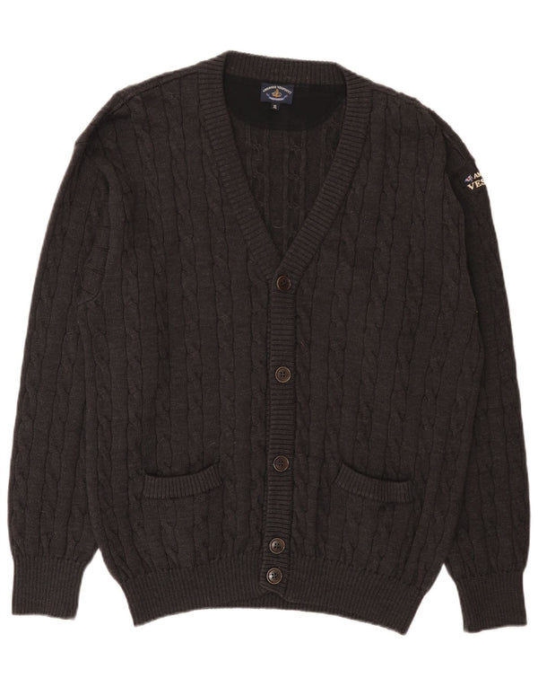 Suéter cardigã masculino Amerigo Vespucci XL cinza lã nova