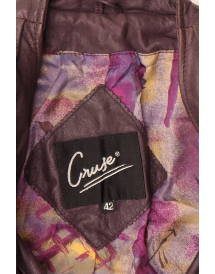 Jaqueta blazer feminina de couro com peito duplo Cruse EU 42 grande roxo