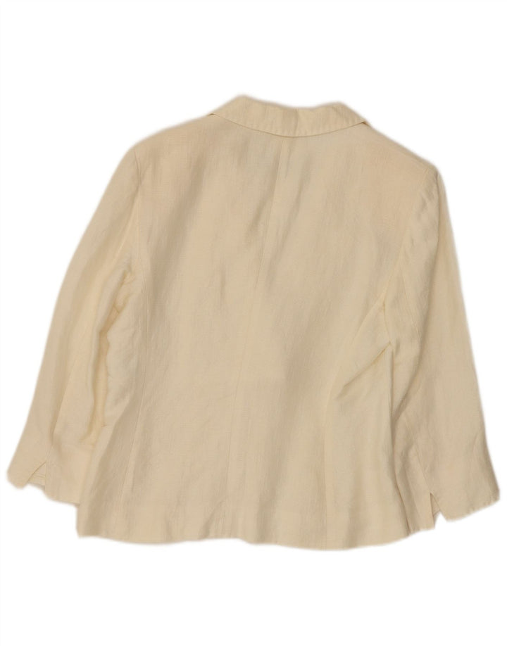 Jaqueta blazer feminina Max Mara com 3 botões e 1 botão Reino Unido 10 pequena off white linho