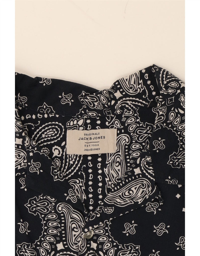 BETTY JACKSON Mens Short Sleeve Shirt Large Navy Blue Floral Cotton Vintage Betty Jackson and Second-Hand Betty Jackson from Messina Hembry 