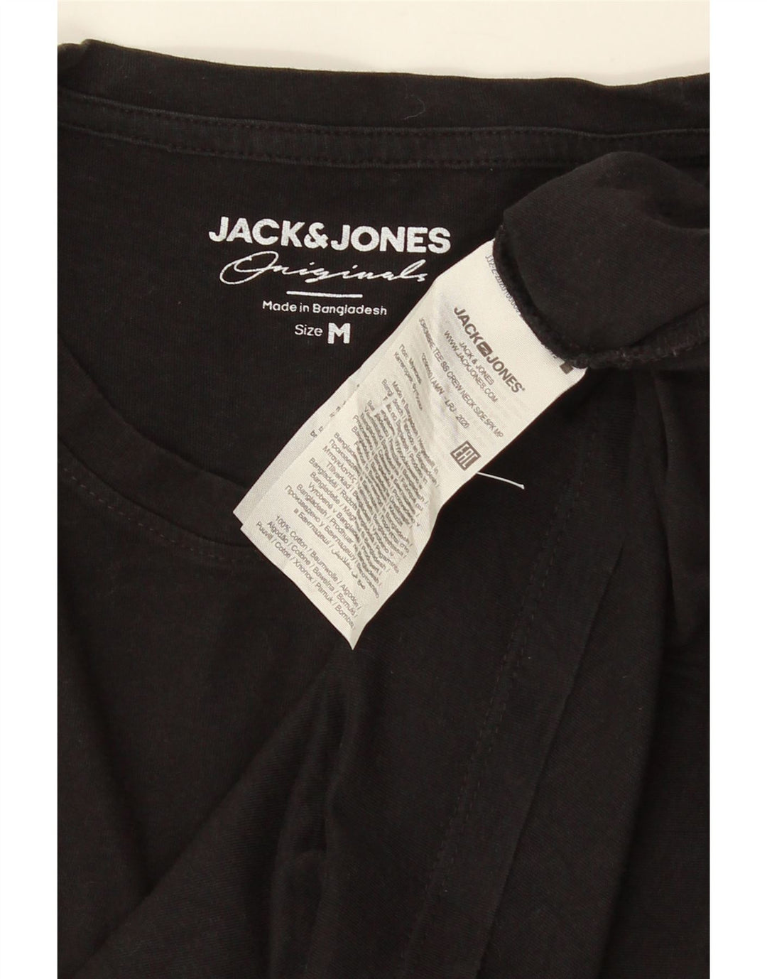 JACK & JONES Camiseta masculina gráfica Top médio algodão preto