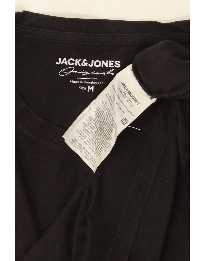 JACK & JONES Camiseta masculina gráfica Top médio algodão preto