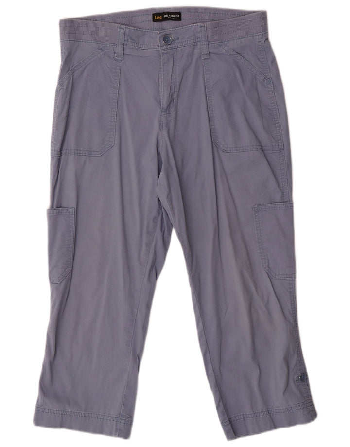 Calça capri feminina Lee de cintura média e ajuste relaxado EUA 8 médio W32 L21 azul