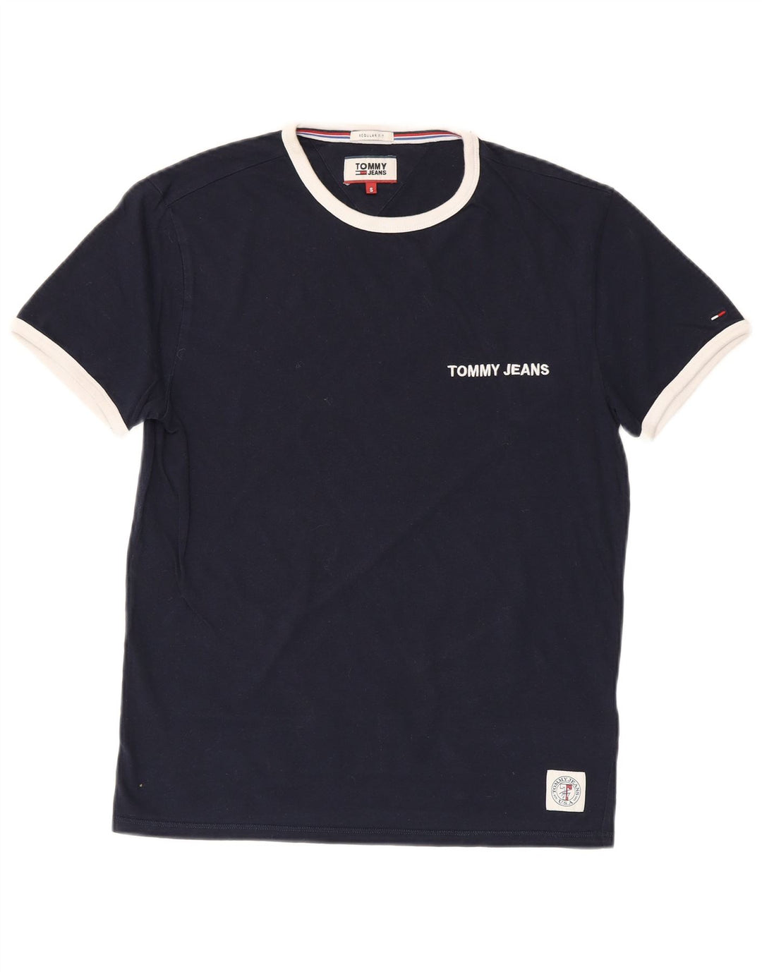 Tommy Hilfiger Camiseta masculina regular fit top pequeno algodão azul marinho