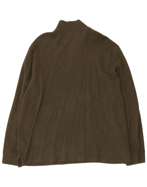 Suéter masculino POLO RALPH LAUREN com zíper e gola XL de algodão cáqui