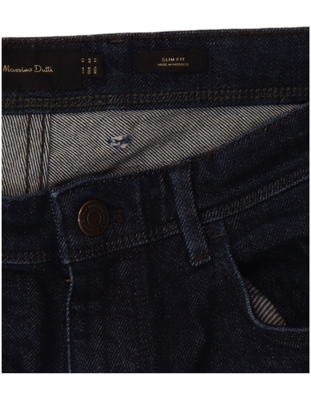 Massimo Dutti Mens Slim Jeans EU 40 Médio W31 L28 Azul Marinho Algodão