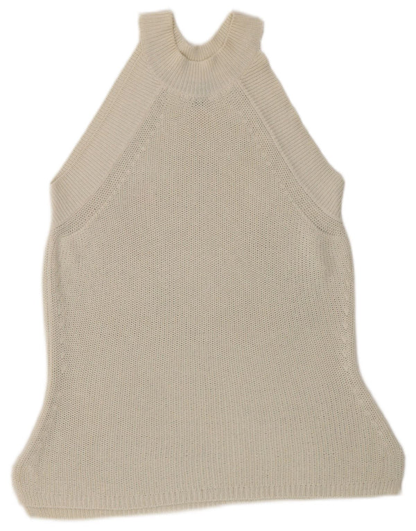 Top feminino de malha Massimo Dutti UK 10 pequeno off white